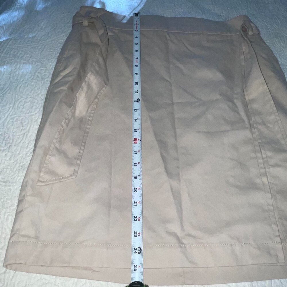 Ann Taylor Factory Khaki Tan Beige Faux Wrap Skirt with Tie Belt Size 16‎ - Picture 8 of 8